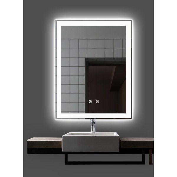 Ketcham 36" "H x 30" "W, Polished Edge Mirror with Frosted Glass Inset, LED Mirror RAD-3036P